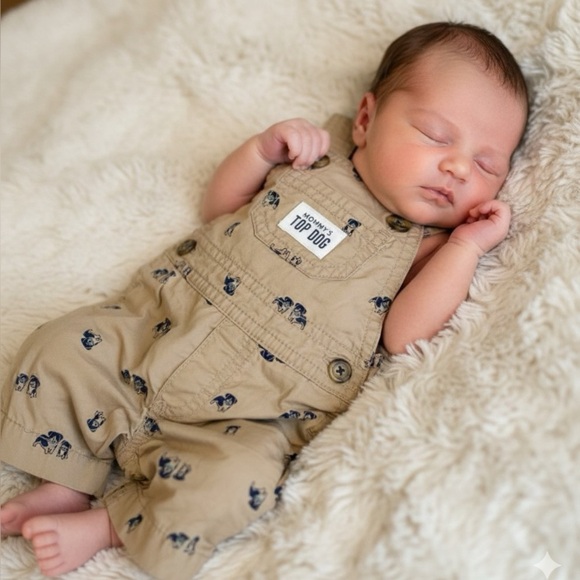 Carter's Other - Carter's Beige Overalls with Dog Print